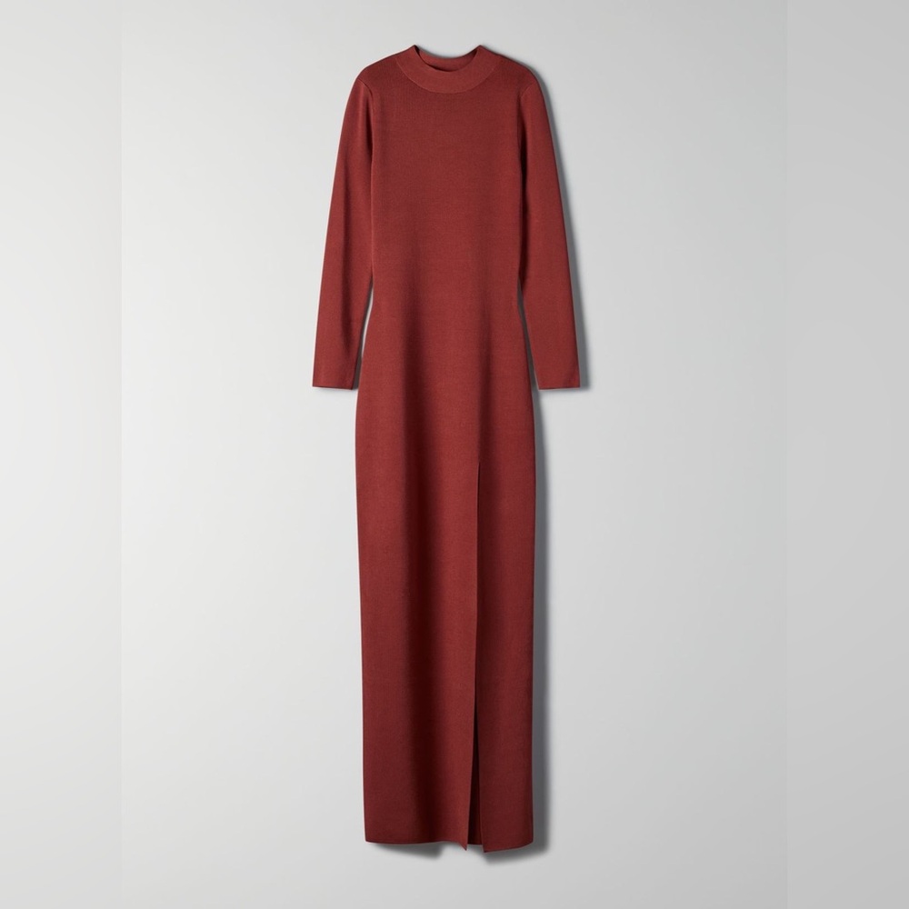 Aritzia Babaton Mockneck Slit Long new Bodycon Formal Evening Dress Sz L - Picture 11 of 12